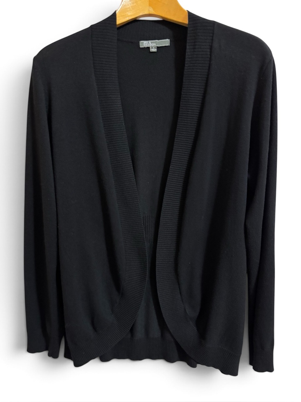 89th & Madison Black Open-Front Women's Cardigan Sweater Size L